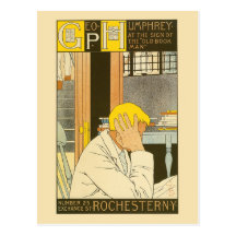 Vintage art nouveau Rochester bookstore ad Postcard