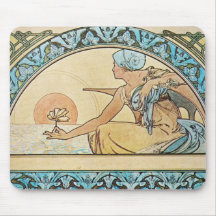 Vintage Art Nouveau sunset Mouse Pad