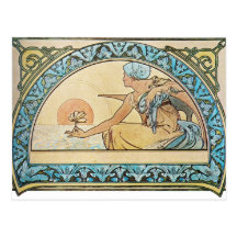 Vintage Art Nouveau sunset Post Card