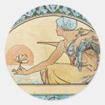 Vintage Art Nouveau sunset Round Stickers