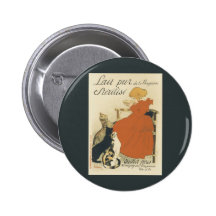 Vintage Art Nouveau, Young Girl Giving Cats Milk Buttons