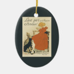 Vintage Art Nouveau, Young Girl Giving Cats Milk Christmas Tree Ornaments