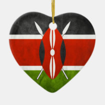 Vintage Artistic Grunge Kenya Flag ornaments