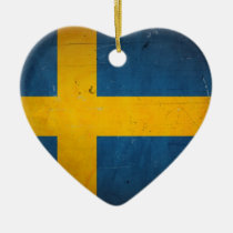 Vintage Artistic Grunge Sweden Flag ornaments
