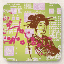 Vintage Asian Collage Coasters