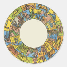 Vintage Astrology, Antique Celestial Zodiac Wheel Stickers