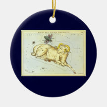 Vintage Astrology Aries Ram Constellation Zodiac Christmas Ornaments