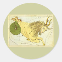 Vintage Astrology Capricorn Constellation Zodiac Round Sticker