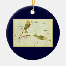 Vintage Astrology Pisces Fish Constellation Zodiac Christmas Tree Ornament