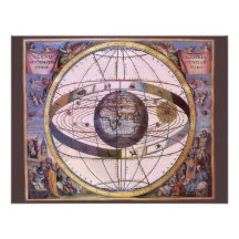 Vintage Astronomy, Antique Ptolemaic Solar System Invite