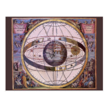 Vintage Astronomy, Antique Ptolemaic Solar System Postcards