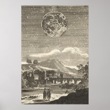 Vintage Astronomy Celestial Renaissance Moon Stars Poster