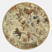 Vintage Astronomy, Celestial Star Chart, Sky Map Round Sticker