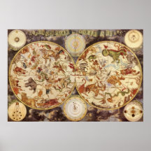 Vintage Astronomy Celestial Stars in the Night Sky Print