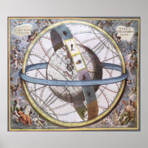 Vintage Astronomy, Celestial Zodiac Planisphere Posters