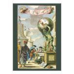 Vintage Atlas Frontispiece, World Globe Custom Invitations