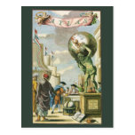 Vintage Atlas Frontispiece, World Globe Post Cards