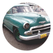 Vintage Auto in Cuba Round Sticker
