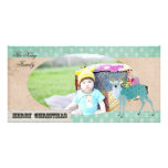 Vintage Azure Buck Christmas Photo Card