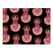 Vintage Babushka Nesting Dolls Matryoshka Postcard