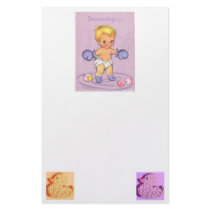 Vintage Baby Announcement/Boxing Gloves Personalized Stationery