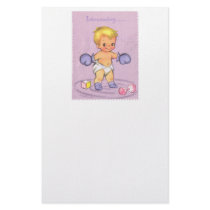 Vintage Baby Announcement/Boxing Gloves Personalized Stationery