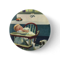 Vintage Baby Asleep in the Highchair Pin