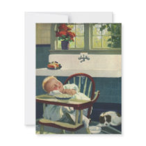 Vintage Baby Asleep in the Highchair Custom Announcement
