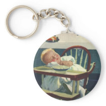 Vintage Baby Asleep in the Highchair Key Chains