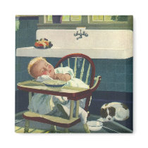 Vintage Baby Asleep in the Highchair Refrigerator Magnets