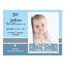 Vintage baby boy photo birth announcement