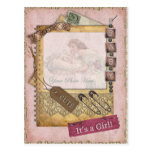 Vintage Baby Girl Arrival Announcement Photo Postcard