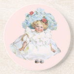 Vintage Baby Girl Doll, Easter Dress and Hat Drink Coaster