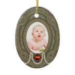 Vintage Babys First Christmas Photo Ornaments