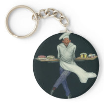 Vintage Baker with Pastries and other Desserts Key Chains
