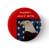 Vintage Bald Eagle on American Flag 4 July