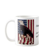 Vintage Bald Eagle on American Flag 4 July Mug