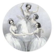 Vintage Ballerinas Round Sticker