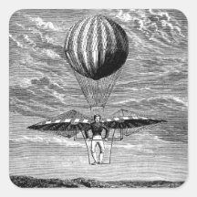 Vintage Balloon Balloonist with Parachute Square Sticker