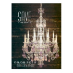 vintage barnwood purple chandelier Save The date Post Card