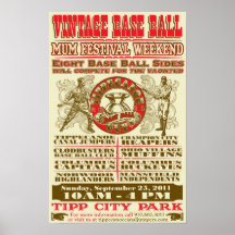 VINTAGE BASE-BALL AFFICHE