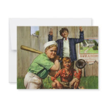 Vintage Baseball Player up to Bat Invitation