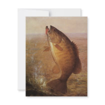 Vintage Bass Jumping Out of a Lake Invitation
