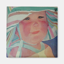 Vintage Beach Baby Magnets