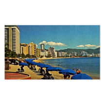 Vintage Beach Scene Acapulco Business Card