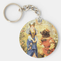 Vintage Beauty and the Beast Fairy Tale Key Chain