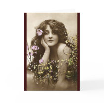 Vintage Beauty with Flowers Card