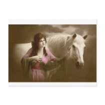 Vintage *Beauty with White Stallion* Post Cards