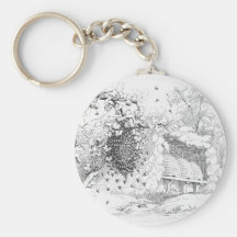 Vintage Bee Hives Keychain