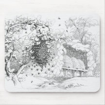 Vintage Bee Hives Mouse Pad